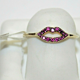 Shashi Kiss Shaped With Red Stones Women's Ring Size 6
