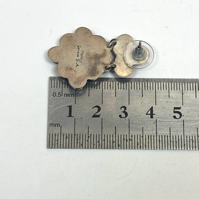 Geneva g. A. Sterling Silver CLUSTER DANGLE EARRINGS Red Mediterranean CORAL