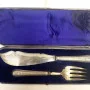 SILVER PLATE ANTIQUE FORK AND KNIFE 12 INCHES "RMEN" Silver Mark