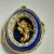 Small Antique Sterling Silver Blue  Enamel Egg  Engraved Angel Pendant