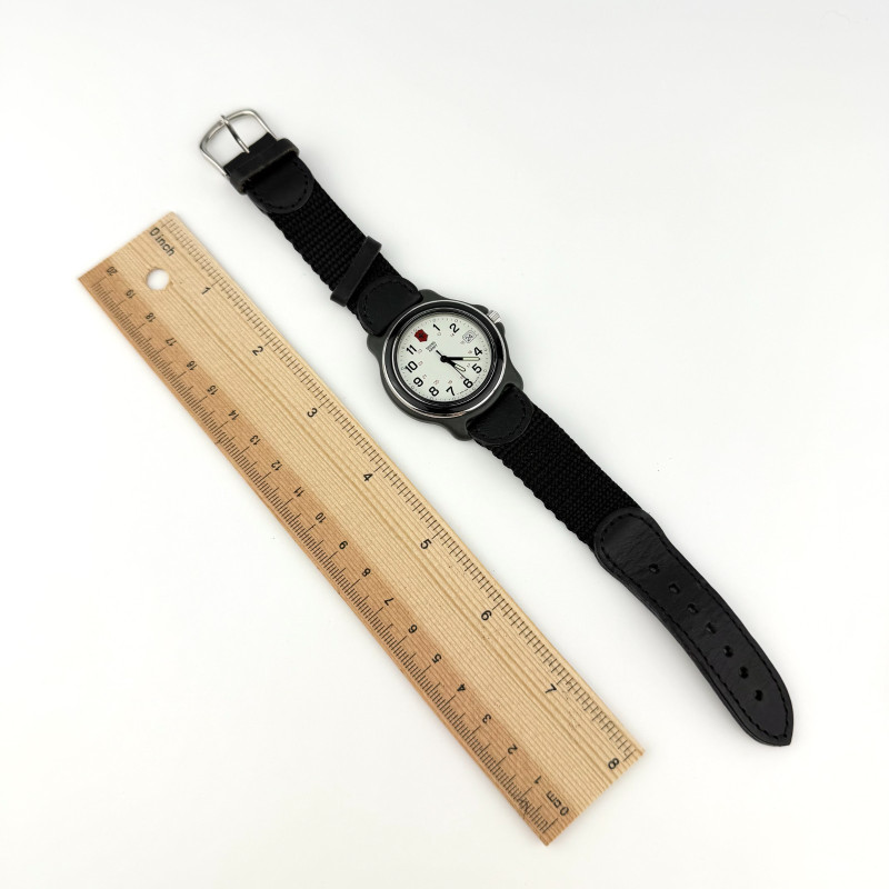 Mens Classic Victorinox Swiss Army 24-Hour Watch Black Bezel White Dial