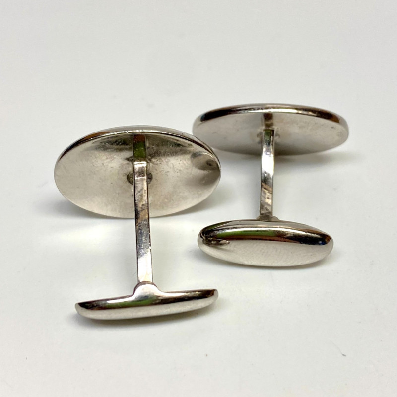 Sterling Silver Red Blue Enamel Cufflinks
