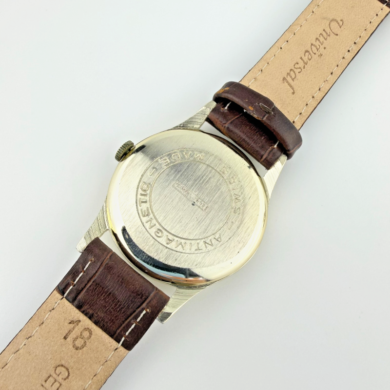 Vintage Genova Swiss Antimagnetic Mechanical Watch Silver Tone Working