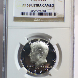 1969 S NGC PF 68 UC SILVER DOLLAR KENNEDY UTLRA CAMEO  50C 
