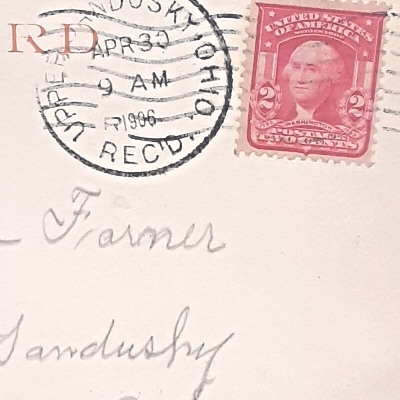 1732 2 Cent George Washington Postage Stamp On Post Card #RED