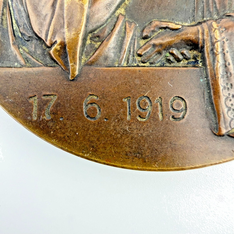 Personalised bronze wedding medal "Einer trage des anderen Last" 1919, Germany