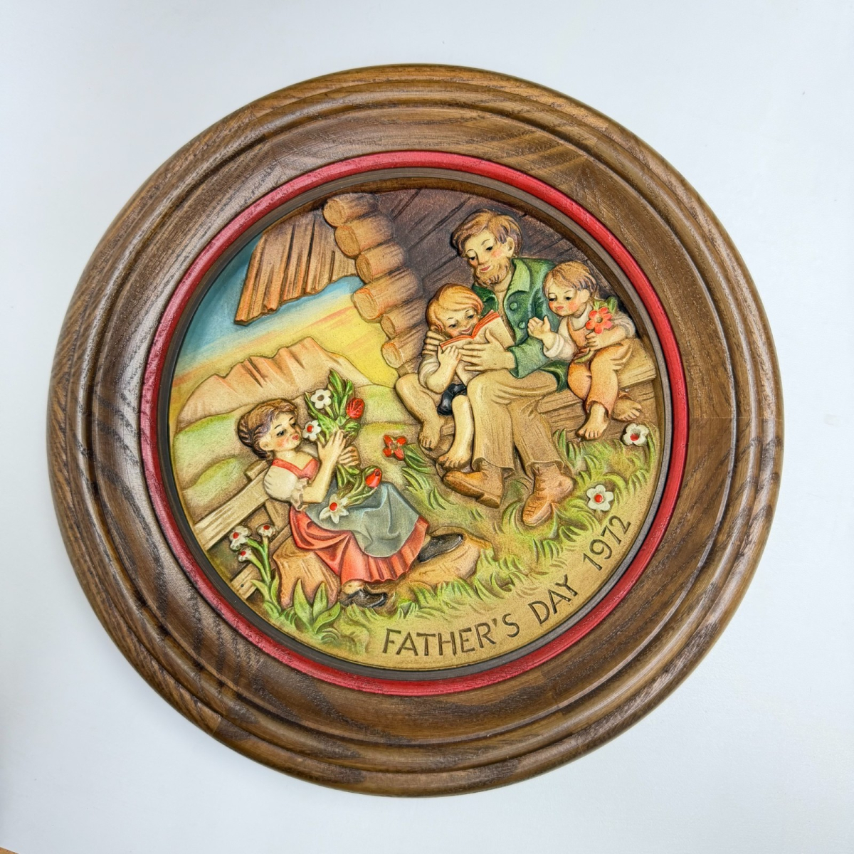 Happy Father's Day ANRI Father's Day Wood Carved Plaque-1972 Limited-1276 in Box