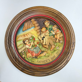 Happy Father's Day ANRI Father's Day Wood Carved Plaque-1972 Limited-1276 in Box