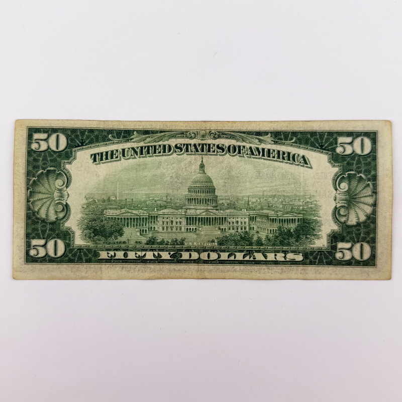 Rare Depression Era 1929 $50 FRBN Brown Seal - Low Serial B00473769A NY