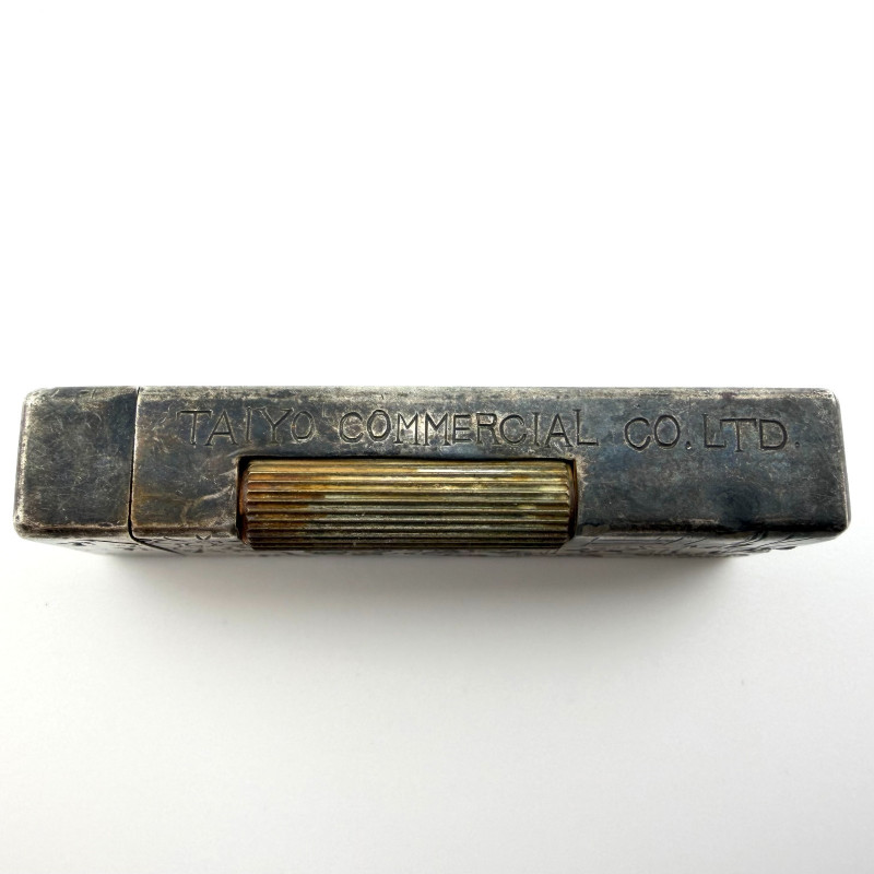 Vintage Sterling Silver Japanese Lighter Taiyo Geisha Kimono Engraved Flip-Top