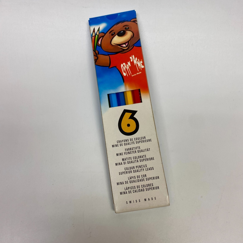 Caran d'Ache 6 Colour Pencils Kids Set Bear Packaging NEW REF 118.406 | 074066