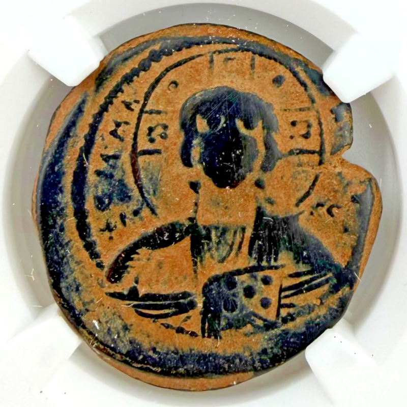 BYZANTINE EMPIRE Anonymous Issue AE Follis (Class B) Christ bust/cross+inscr