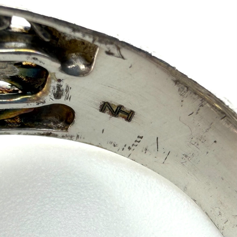 Multi Gemstone Silver Panther/Jaguar Head Ring Sz.11