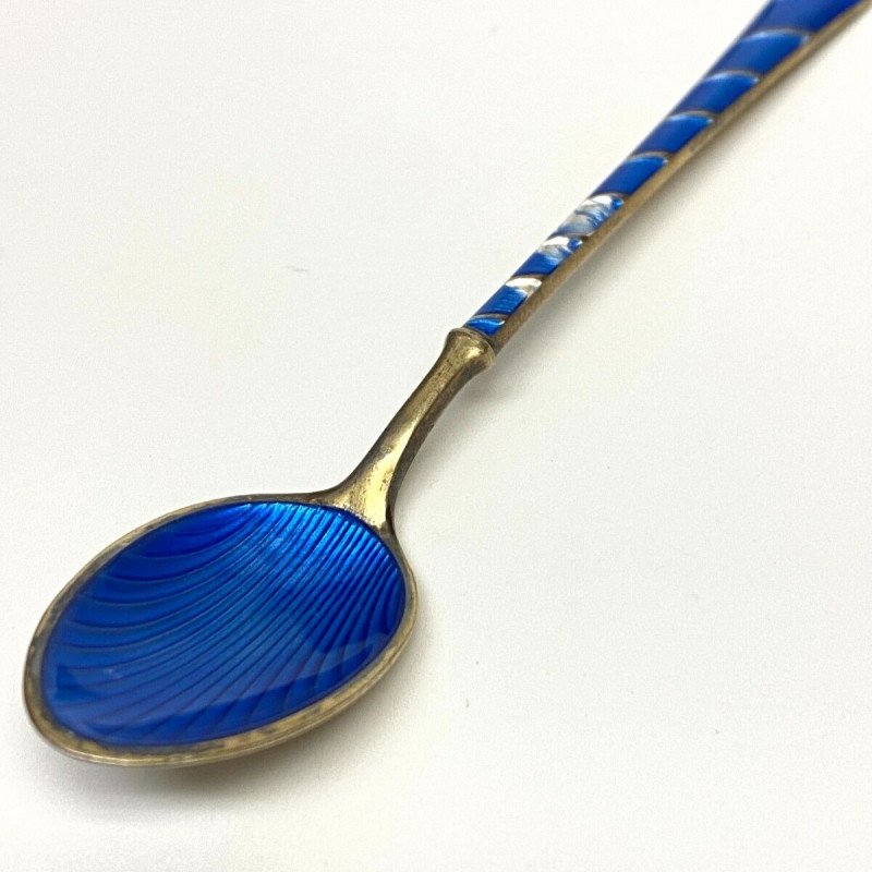 6 Demitasse Spoon Set Enamel Gilt Sterling Silver Ela Denmark
