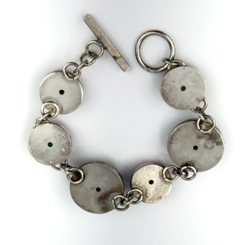 Vintage Silver & Huge Multi Round Gemstones Chunky Bracelet