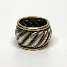 David Yurman Sterling Silver and 18k Gold Wide Band Ring Size 6.5