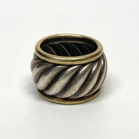David Yurman Sterling Silver and 18k Gold Wide Band Ring Size 6.5