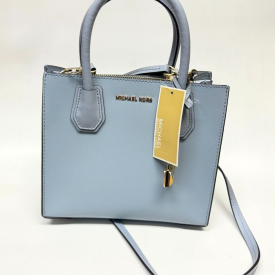 Michael Kors Mercer Medium Leather Tote Bag Pale Blue NWT + Crossbody Strap