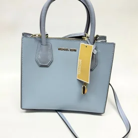 Michael Kors Mercer Medium Leather Tote Bag Pale Blue NWT + Crossbody Strap
