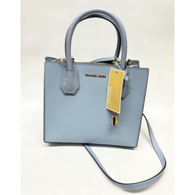 Michael Kors Mercer Medium Leather Tote Bag Pale Blue NWT + Crossbody Strap