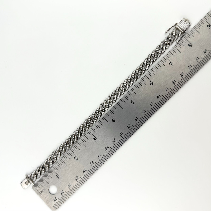 925 BSI Cuban Link Bracelet Fully CZ Encrusted – Miami Cuban Style  8.5''