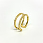 Yellow Gold Plated Double Band Cubic Zirconia .925 Silver Ring Sizes 8