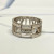 Tiffany & Co. Atlas 18K White Gold Three Diamond Open Band Ring Size 6