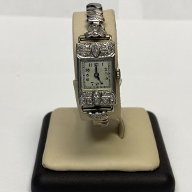 Rare Vintage Kestenmade 18K White Gold & Platinum Ladies Watch - Diamond Accents