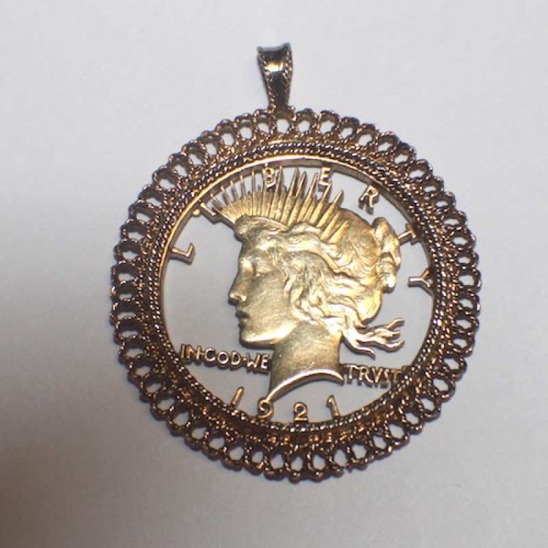 Vintage 1921 Liberty Eagle Gold Plated & Sterling Silver Custom Pendant