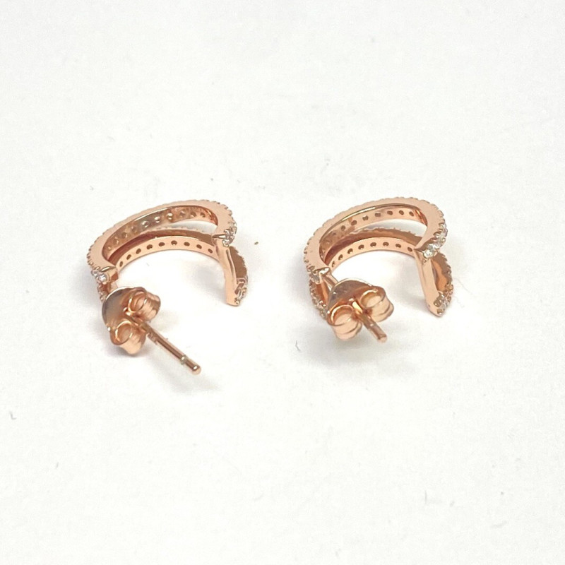 Shashi  Rose Gold Sterling Silver  Cz Designed  Curved Earrings