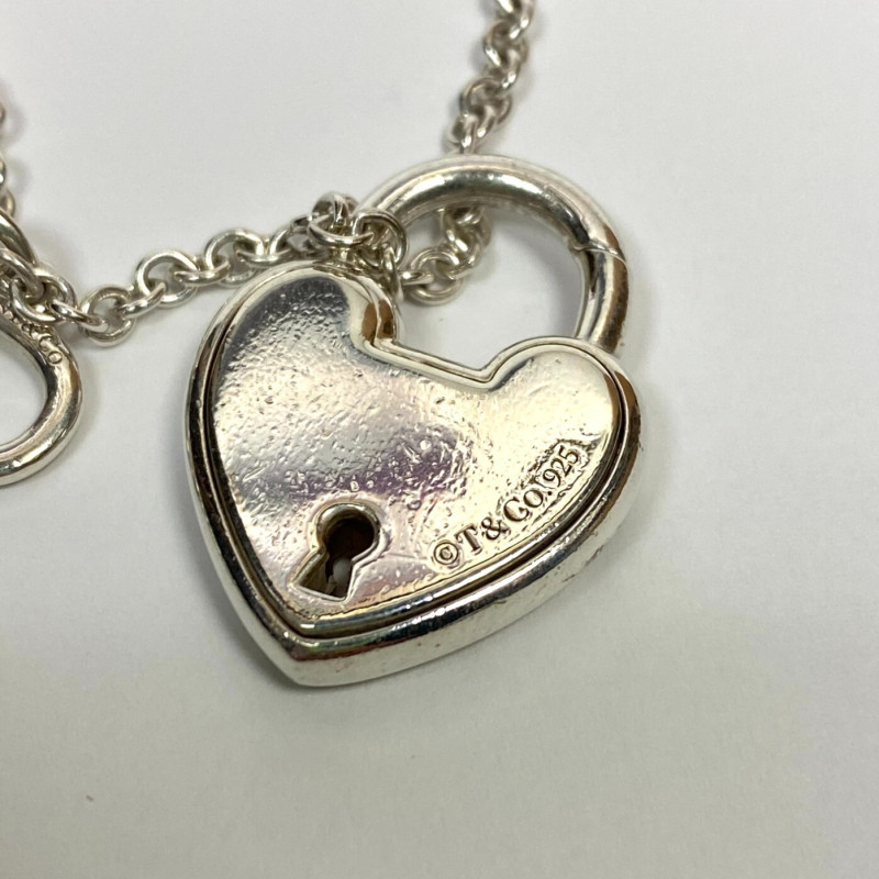 Rare Tiffany & Co Silver Heart Arc Padlock Charm and Key Necklace, 16 Inches Rare Tiffany & Co Silver Heart Arc Padlock Charm and Key Necklace, 16 Inches