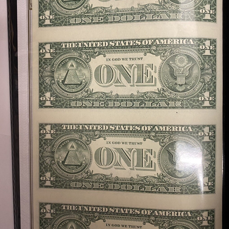 Uncut Sheet 2009 One Dollar Bills. $1 U.S. Banker's Vault Fed Portfolio Sheet