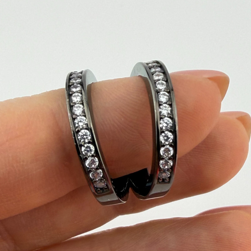 Black Rhodium 925 Silver Cubic Zirconia Half Eternity Band Ring Sz 6