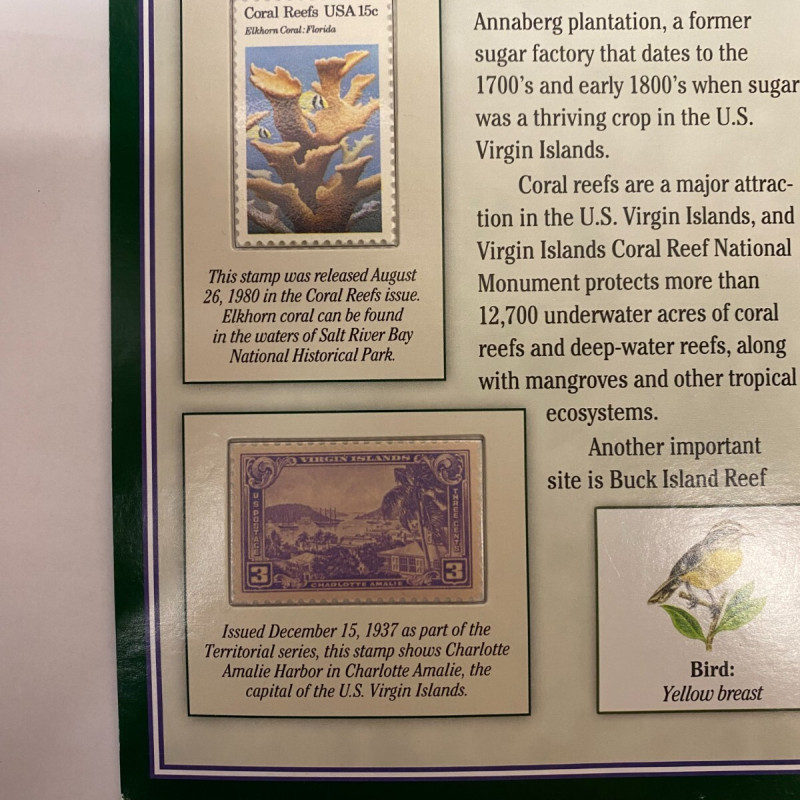 2 QUARTERS COINS 2020 & 2 STAMPS U.S. VIRGIN ISLAND