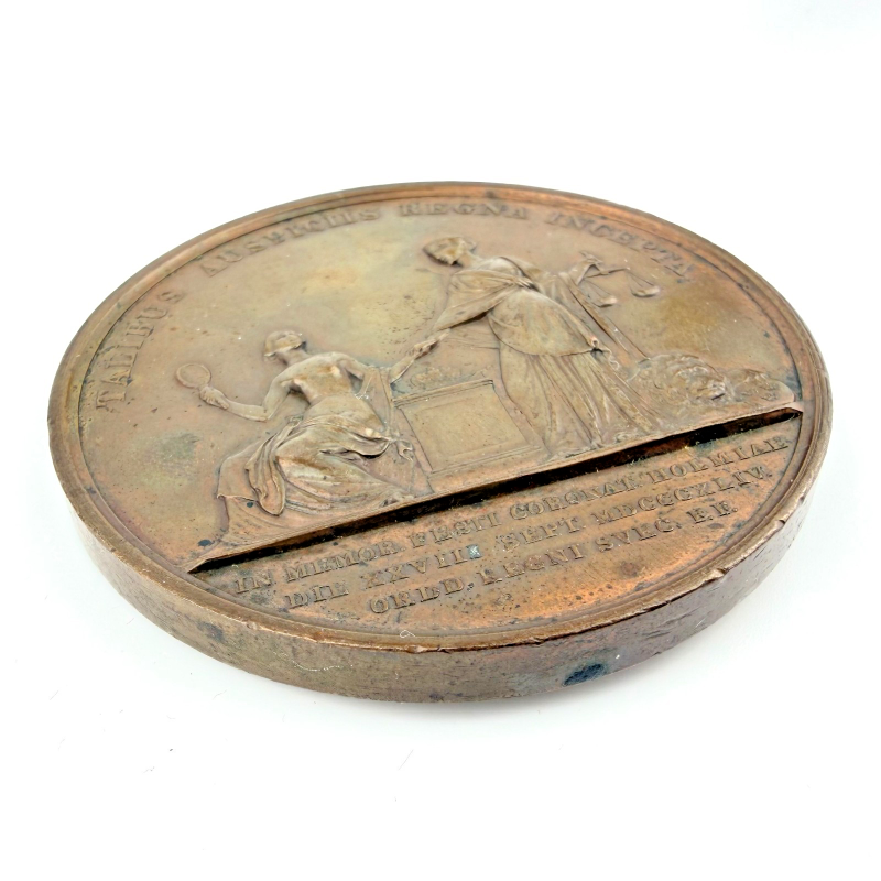 Antique 1844 Swedish Coronation Medal Oscar I & Queen Josephine Bronze