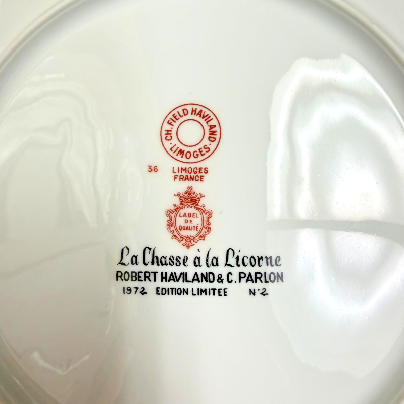 Limited Plate Haviland & C. Parlon La Chasse à la Licorne Unicorn Hunt 1972 #2