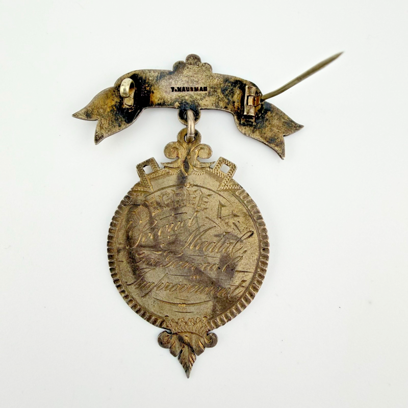 Antique Victorian 1886-1887 Pilcher's Studio of Music Silvered Medal - Named