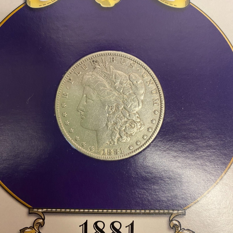 1881 Morgan SILVER DOLLAR with USP James A. Garfield "89" Stamp