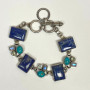 S J. 925 Sterling Silver Bracelet with Lapis Lazuli &Turquoise