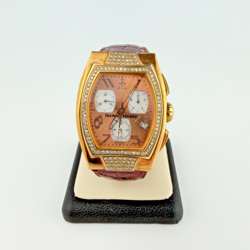 Techno Mania Pink Gold Chronograph Stainless Steel Watch Real Diamonds Techno Mania Pink Gold Chronograph Stainless Steel Watch Real Diamonds