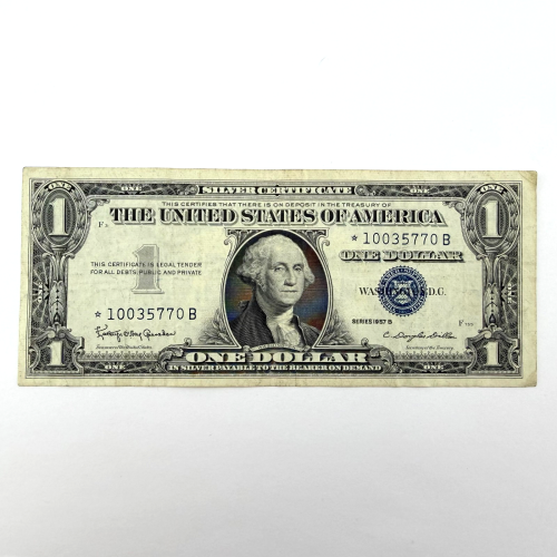 1957-B $1 Silver Certificate Star Note * 10035770B Blue Seal 1957-B $1 Silver Certificate Star Note * 10035770B Blue Seal