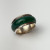 Vintage Rare Silver Banded Green Jade Eternity Band Ring, sz 6.0