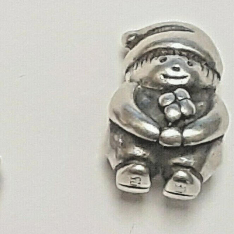 Sterling Silver Little Boy with flower Symbol Screw-on Bead for Charm Bracelets