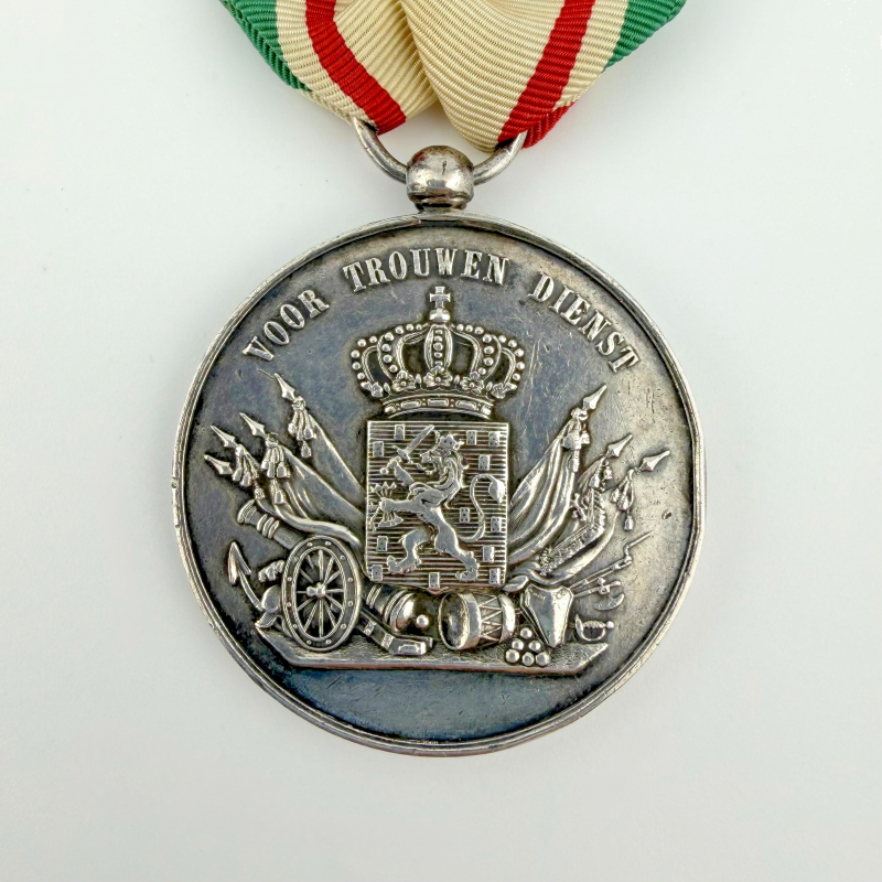 Netherlands War Faithful Service Juliana Silvered Loyal Service Medal With Ribb.