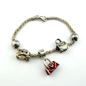 925 Sterling Silver Italian RCI Bracelet With Bag Charms, 7.5 ich