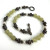 Faceted beads of natural lemon green jade and pearls 925 Sterling Necklace 17''