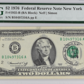 PMG 63 FR#1935-B $2 1976  (BA BLOCK ) NEFF/SIMON