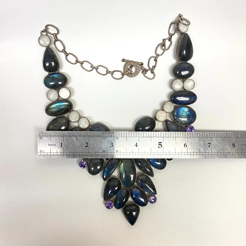 Antique Natural Labradoriten Necklace, Silver 900