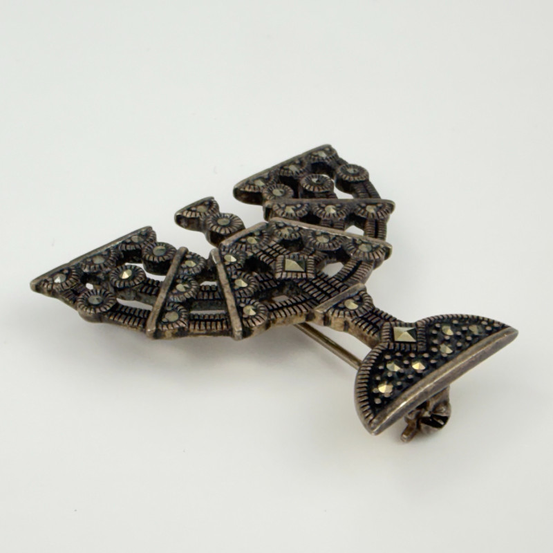 Vintage 925 A Silver and Marcasite Jewish Menorah Pendant/Brooch Pin