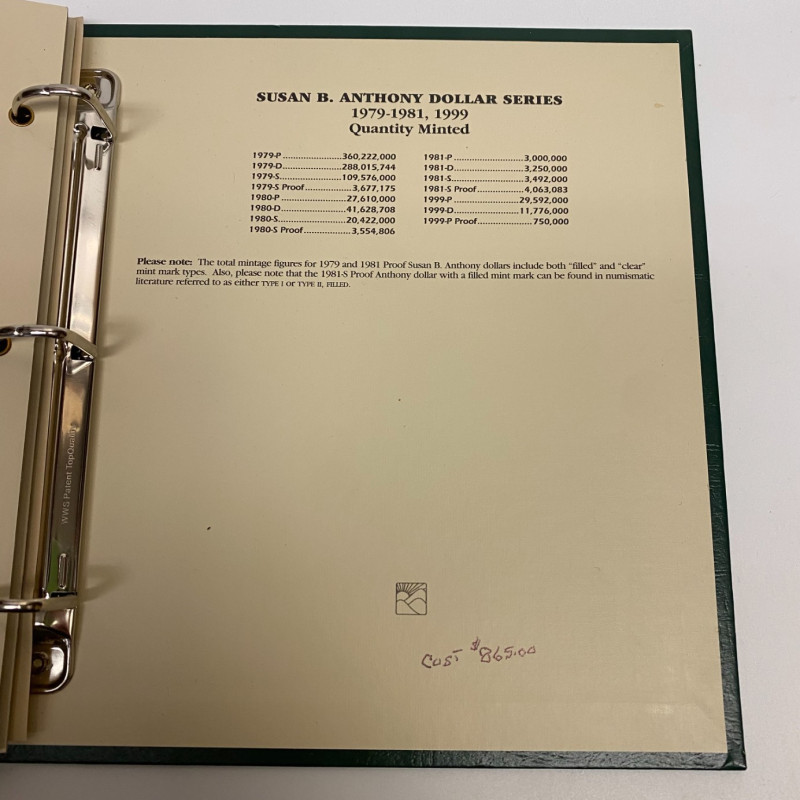 Susan B. Anthony Dollars Series 1979-1981, 1999, LCA12, 18 Coins Susan B. Anthony Dollars Series 1979-1981, 1999, LCA12, 18 Coins